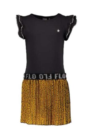 Like Flo ruffle jersey jurk met oker plissé rok F002-5814