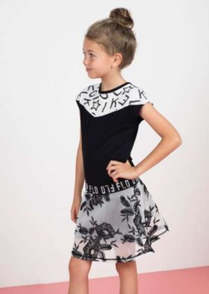 Like Flo meisjes jurk met mesh flower rok F002-5858 - Afbeelding 4