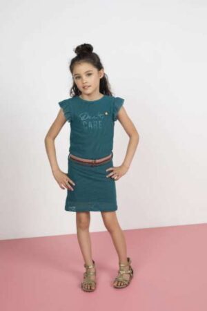 Like Flo meisjes mesh jurk turquoise F002-5885 - Afbeelding 4
