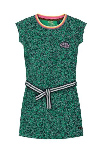Quapi meisjes jurk Aafje jungle green leopard