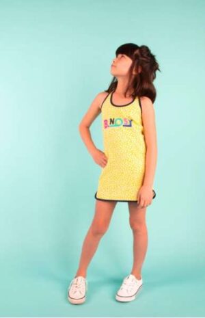 B.Nosy meisjes jurk dots lemon Y005-5841