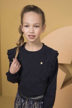 Like Flo sweater fancy rib ruffle navy - Afbeelding 3
