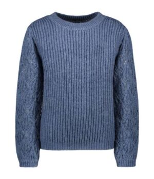 Like Flo meisjes knitted ajour sweater ice blue