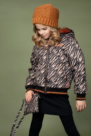 Nono meisjes winterjas N107-5208 zwart print - Afbeelding 2
