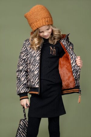 Nono meisjes winterjas N107-5208 zwart print - Afbeelding 3