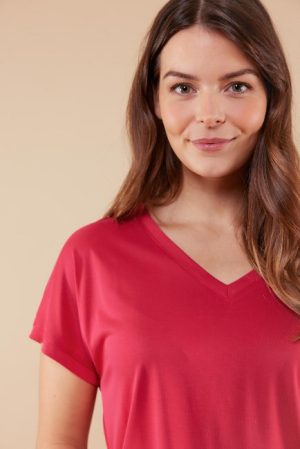 C&S dames t-shirt Iske roze 24VQH08-301