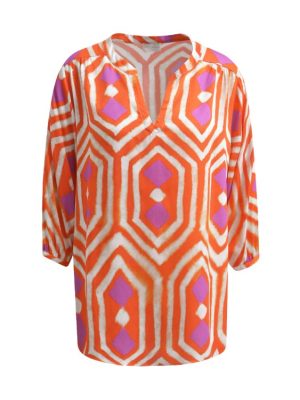 Milano Italy dames blouse print oranje