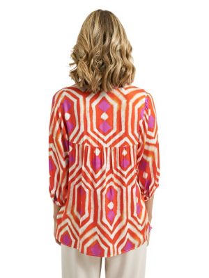 Milano Italy dames blouse print oranje - Afbeelding 2