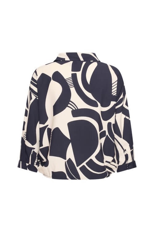 Zilch dames blouse kort blauw- offwhite