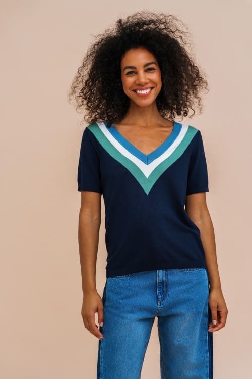 Zilch dames top blauw V-hals - Afbeelding 2