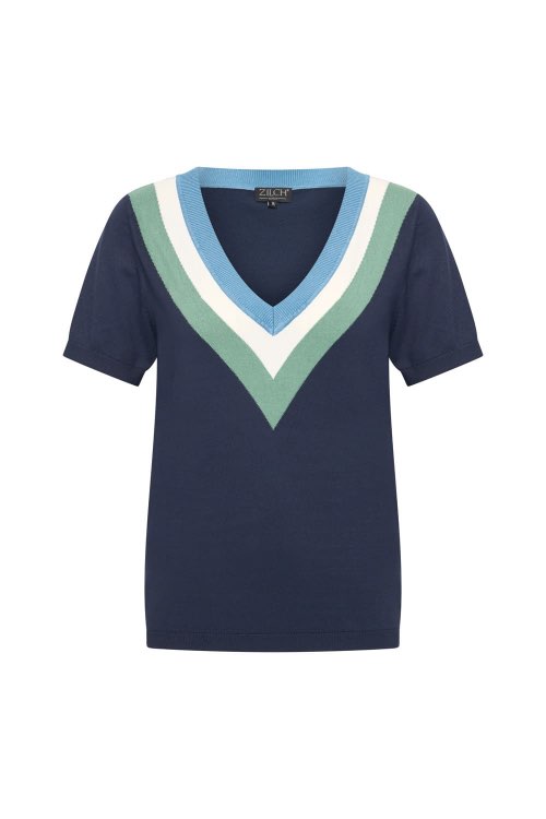 Zilch dames top blauw V-hals